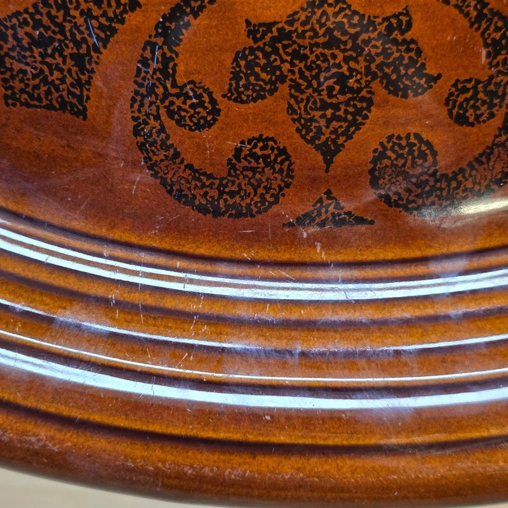 1967 Vintage Fiesta Sheffield Amberstone Brown Oval Serving Platter 12.5